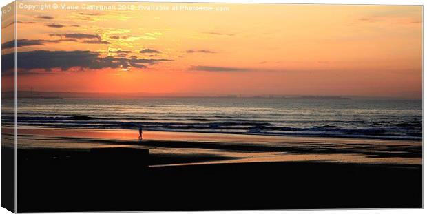  A Solitary Sunset Walk Canvas Print by Marie Castagnoli