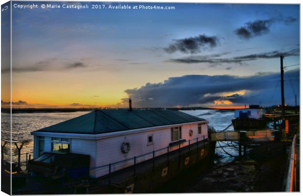  Boat House Sunset Canvas Print by Marie Castagnoli