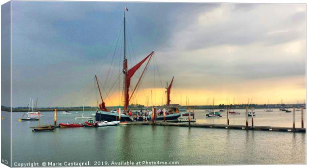 The Thames Sailing Barge At Burnham On Crouch Canvas Print by Marie Castagnoli