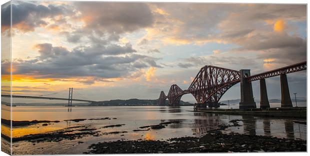 Forth Bridges Sunset Canvas Print by Ian Potter