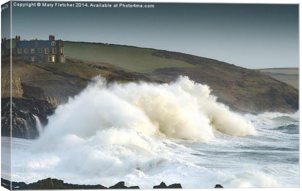 Stormy Seas in Cornwall Canvas Print by Mary Fletcher