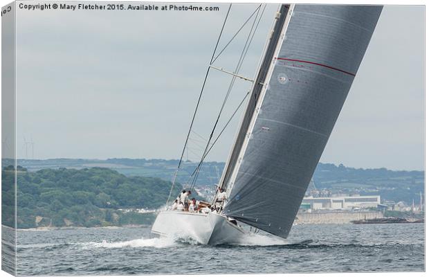  Ranger J Class Yacht racing in Falmouth Harbour Canvas Print by Mary Fletcher