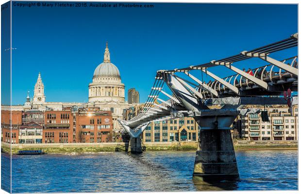  St Paul's Cathedral and the Millennium Bridge Canvas Print by Mary Fletcher