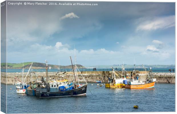 Fishing Boats in Mevagissey Harbour Canvas Print by Mary Fletcher