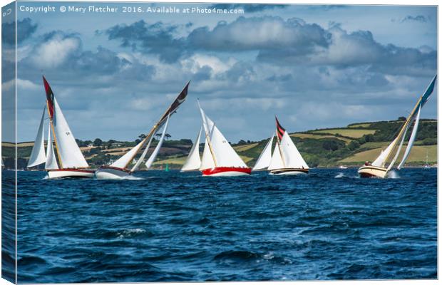 Falmouth Working Boats Race Canvas Print by Mary Fletcher