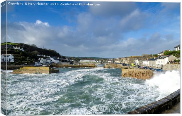 Porthleven Harbour, Cornwall Canvas Print by Mary Fletcher
