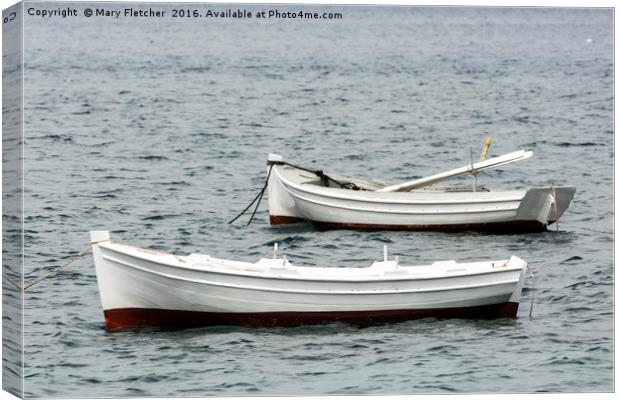 simple Greek fishing boats Canvas Print by Mary Fletcher