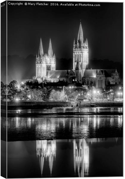 Truro Cathedral in Black and White Canvas Print by Mary Fletcher