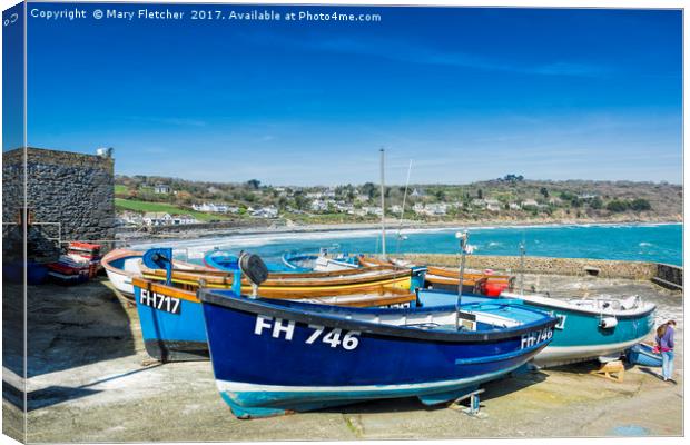 Coverack Fishing Boats Canvas Print by Mary Fletcher