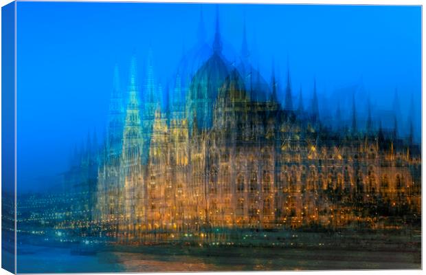 Impression of the Parliament Buildings, Budapest Canvas Print by Pauline Lewis