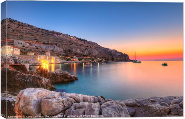 Sunset in Limeni, Greece  Canvas Print by Constantinos Iliopoulos