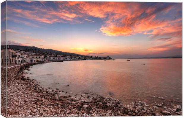 Sunset in Spetses island, Greece Canvas Print by Constantinos Iliopoulos