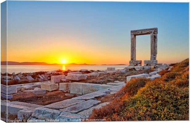Sunset in Portara of Naxos, Greece Canvas Print by Constantinos Iliopoulos