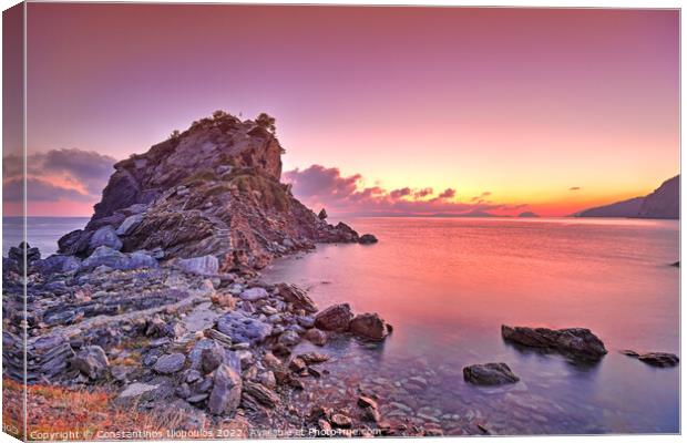 The sunrise at Agios Ioannis Kastri of Skopelos, Greece Canvas Print by Constantinos Iliopoulos