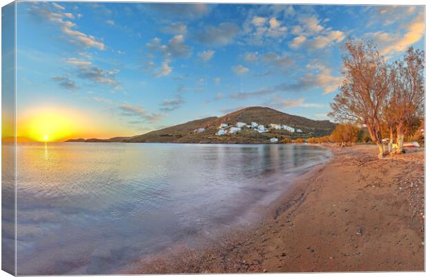 The sunset at Episkopi beach of Kythnos island, Greece Canvas Print by Constantinos Iliopoulos