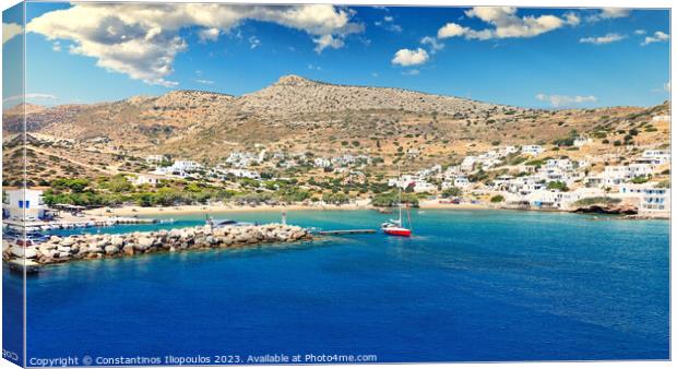 Alopronia is the port of Sikinos with the beach Livadi, Greece Canvas Print by Constantinos Iliopoulos