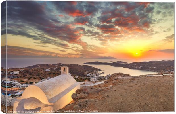 The sunset above Chora of Ios island in Cyclades, Greece Canvas Print by Constantinos Iliopoulos
