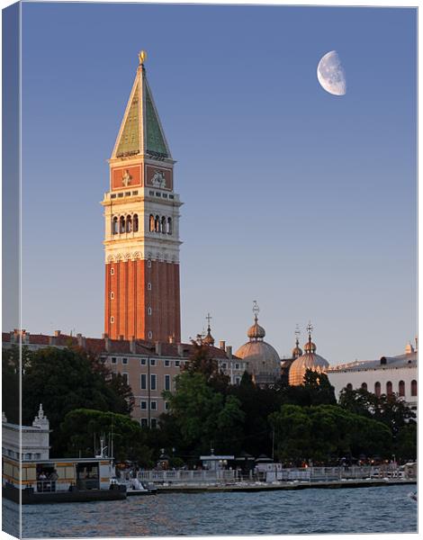 Moon over St Marks Canvas Print by Peter Cope