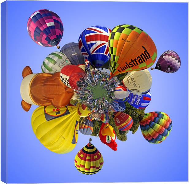 Balloon Fiesta Little Planet Canvas Print by Peter Cope