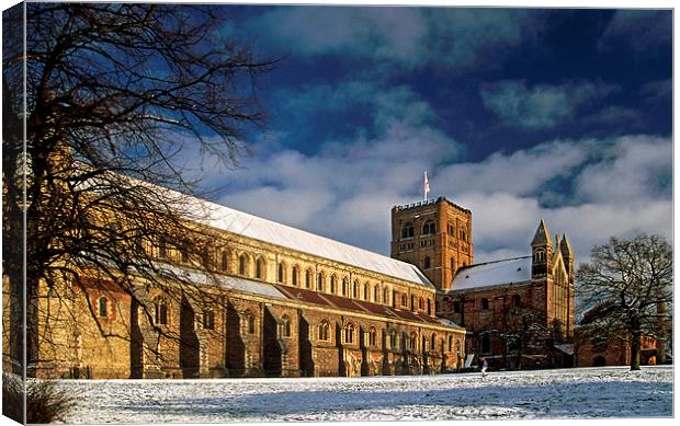  St Albans Abbey in the Snow Canvas Print by Ian Duffield