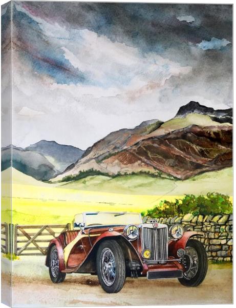 MG TC in the lakes Canvas Print by John Lowerson