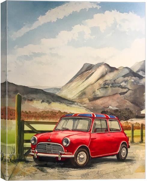 A Mini Cooper s in the lake district Canvas Print by John Lowerson