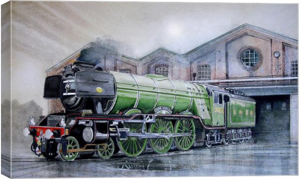 Water colour painting of the Flying Scotsman Canvas Print by John Lowerson