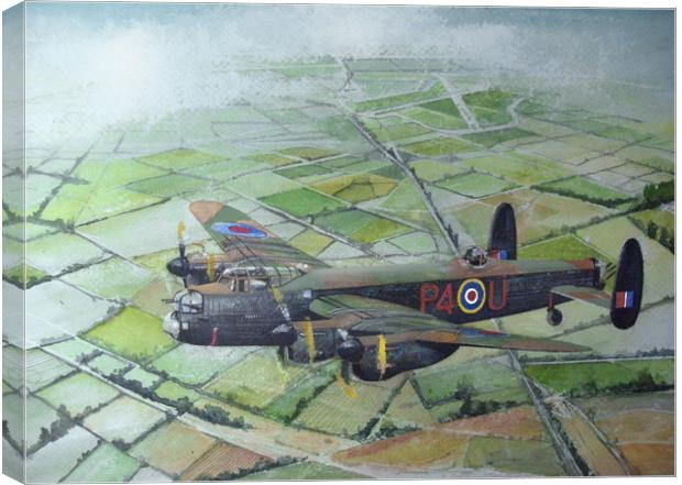 A 153 Squadron Lancaster Canvas Print by John Lowerson