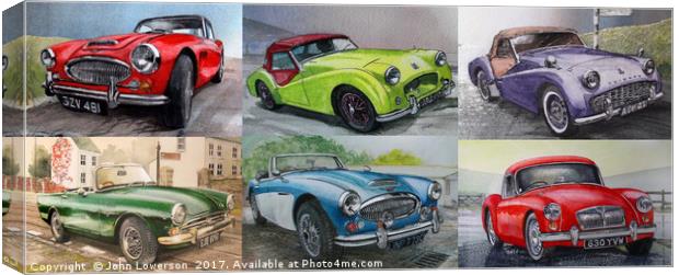 SIX BRITISH SPORTS CARS  Canvas Print by John Lowerson