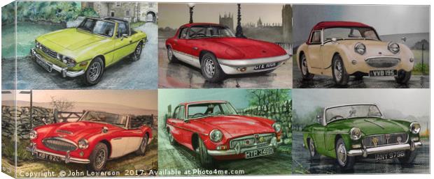 SIX MORE BRITISH SPORTS CARS  Canvas Print by John Lowerson