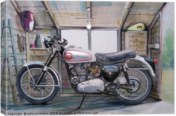 An old bike in a shed Canvas Print by John Lowerson
