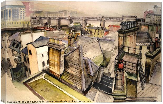 Over the Tyne Bridge Canvas Print by John Lowerson