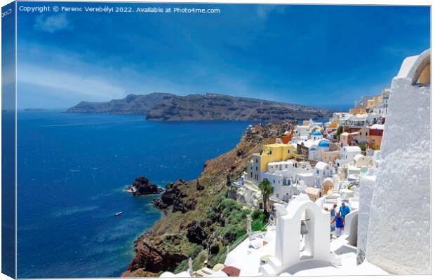 streets of Oia     Canvas Print by Ferenc Verebélyi