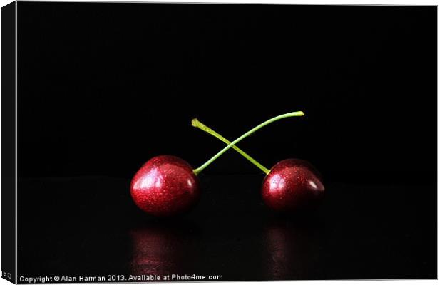 Two Cherries Canvas Print by Alan Harman