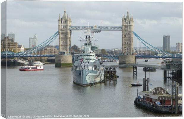 HMS Belfast   Canvas Print by Ursula Keene