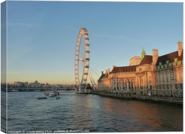 London Eye at dusk  Canvas Print by Ursula Keene