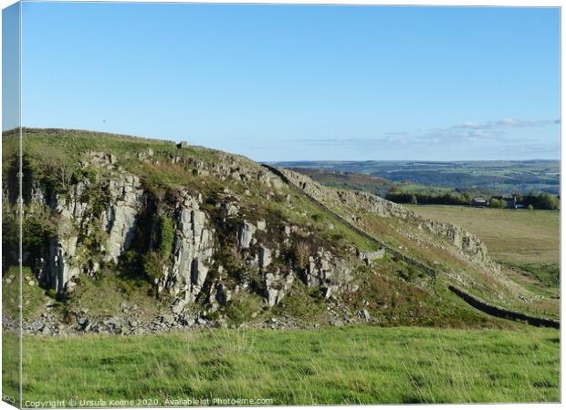 Hadrian's Wall at Highshields Crags West of Sycamore Gap Canvas Print by Ursula Keene