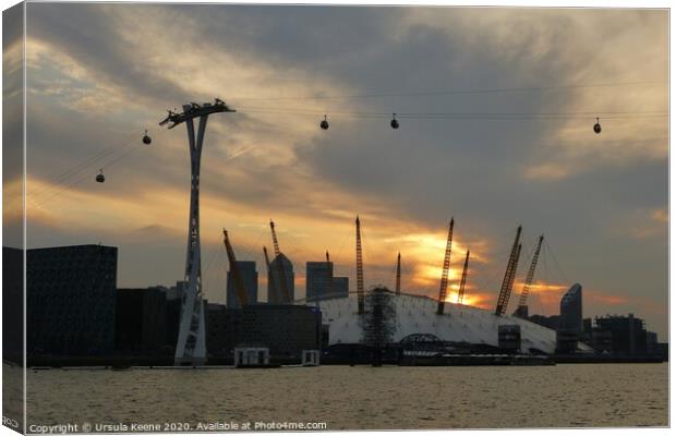 Sun setting over O2 & Cable Cars seen from deck of TS Wylde Swan Canvas Print by Ursula Keene