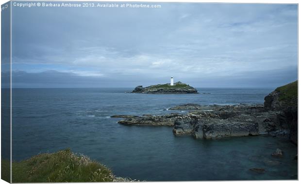 Godrevy lighthouse Canvas Print by Barbara Ambrose