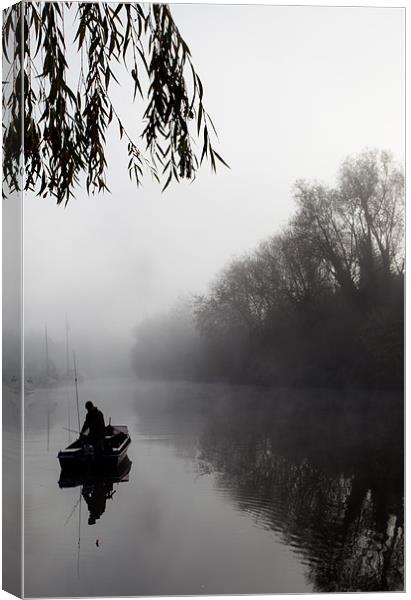 Fishing in the Mist Canvas Print by Sandra Thompson