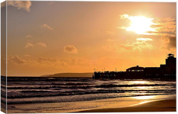 Bournemouth Pier at Sunset Canvas Print by Steve Watson