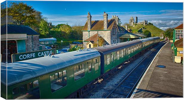 Corfe Castle Railway Station Canvas Print by Terry Luckings