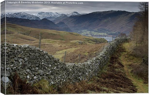 View to Borrowdale Canvas Print by Beverley Middleton