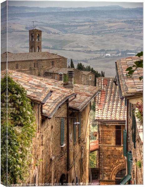 streets of Montalcino Tuscany Canvas Print by Beverley Middleton