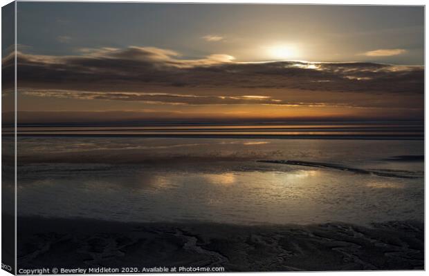 Late afternoon sun on Arnside estuary Canvas Print by Beverley Middleton