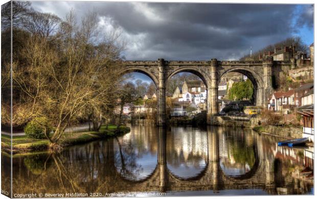 Knaresborough from the river Canvas Print by Beverley Middleton