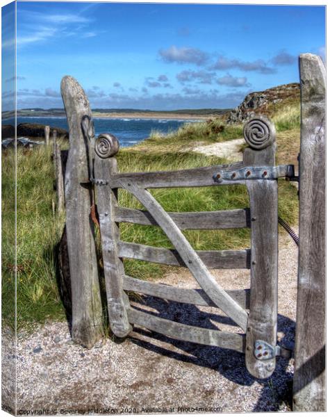 celtic gate on Anglesey Canvas Print by Beverley Middleton