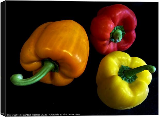 Peppers Canvas Print by Gordon Holmes