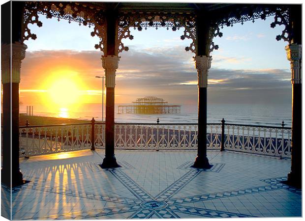 Bandstand winter solstice Canvas Print by Terry Busby