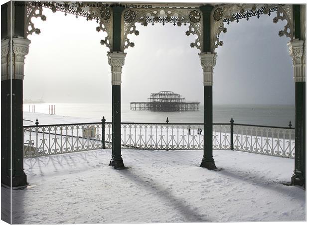 Bandstand winter view Canvas Print by Terry Busby